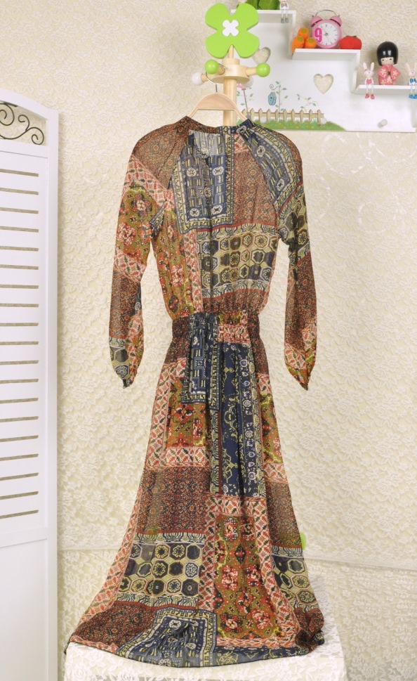 シルクヨローパスタイルワンピース〆着心地の良い・大人雰囲気ワンピース L拍卖