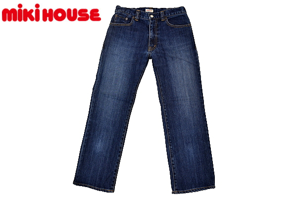 J8320★超美品★miki HOUSE ORIGINAL ミキハウス★ヴィンテージウォッシュ加工 ストレッチ素材 濃紺デニム ストレート ジーンズ 1拍卖