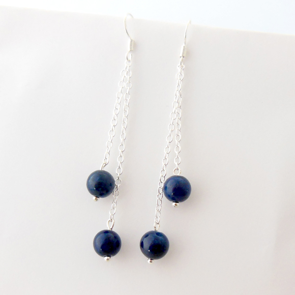 A+++ラピスラズリ 揺れるシルバー製ピアスAW *大人可愛い(*^_^*)*拍卖