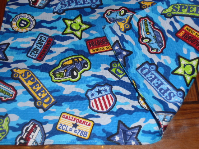 No.50 裏付ランチョンマット ハンドメイド 25x35 青色迷彩ワッペン 男の子拍卖