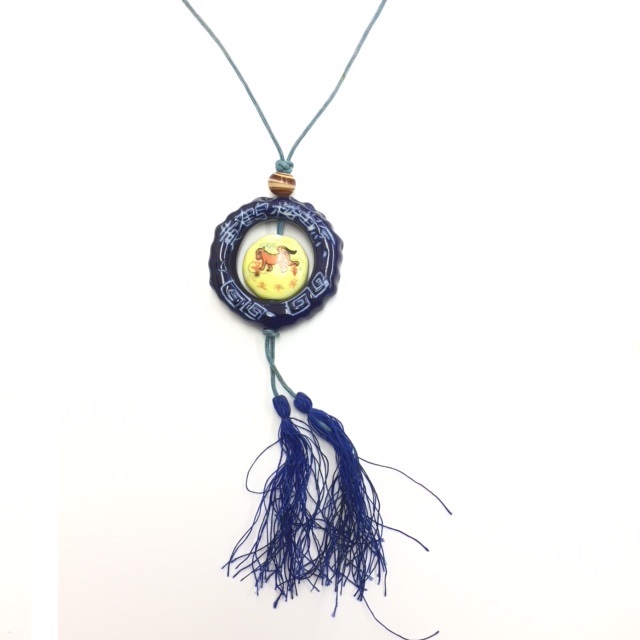 【ネックレス】約60cm 陶器 焼き物のような質感 アジアン 一生平安 縁起が良さそう 漢字拍卖