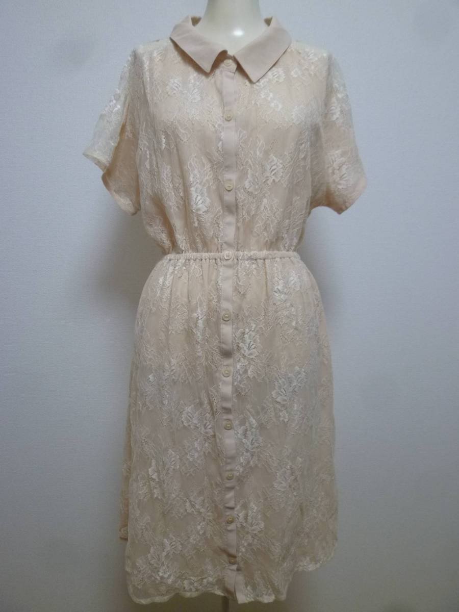 MERCURY DUO/マーキュリーデュオ♪肌色系総レースブラウスシャツワンピースF♪215拍卖