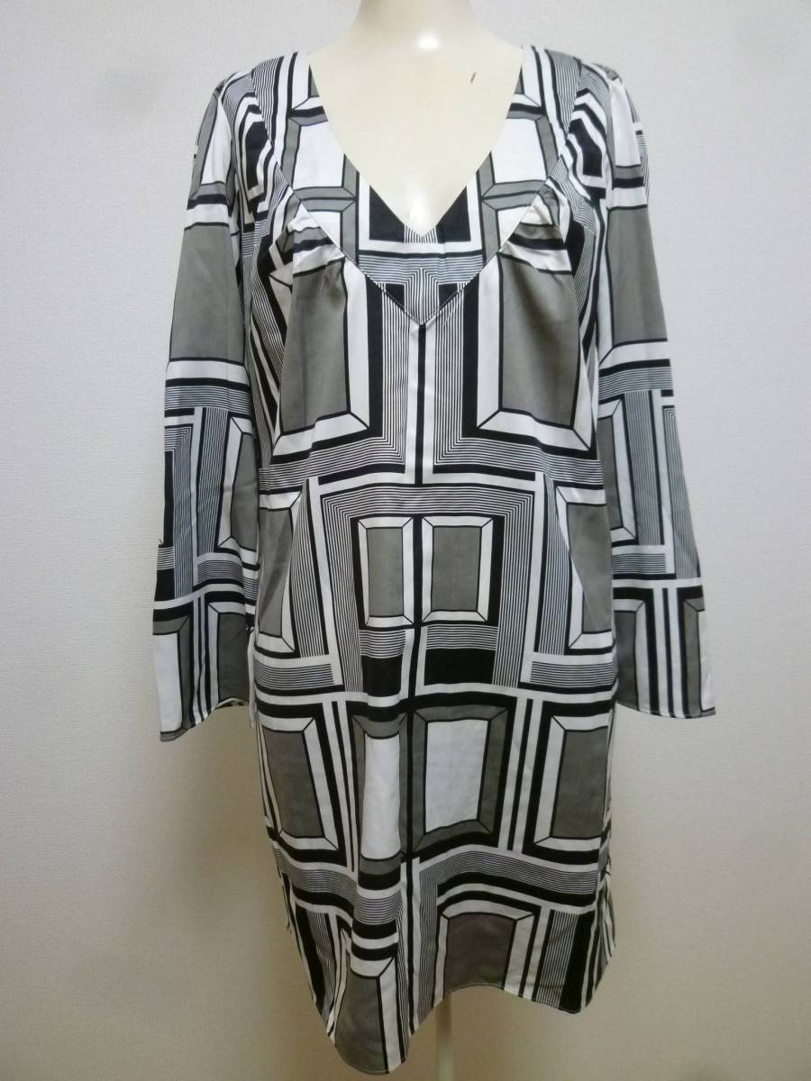 moussy/マウジー♪モノトーン系レトロ柄フレア袖ベル袖チュニックワンピース1/ミニ♪215拍卖