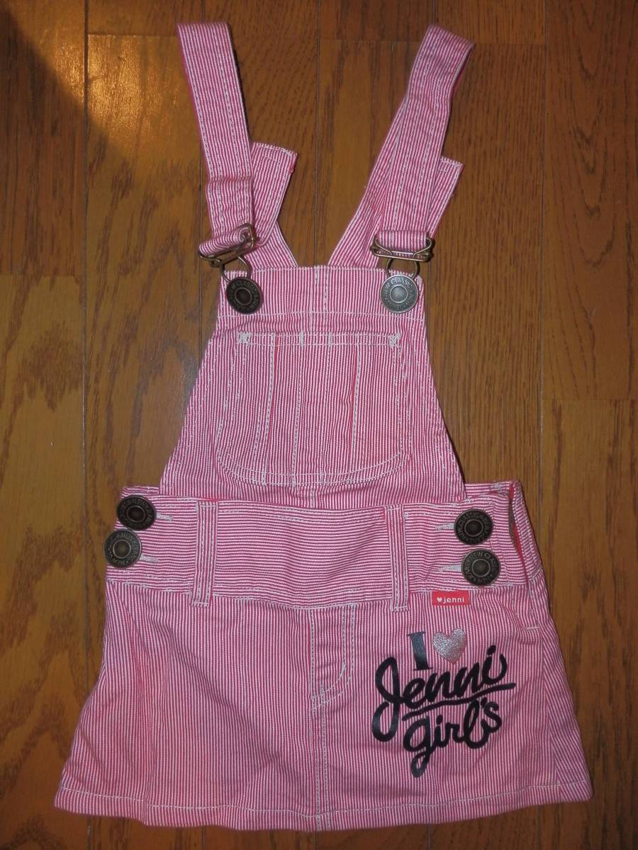 USED品★SISTER JENNI サロペット スカート 110 濃ピンクストライプ拍卖