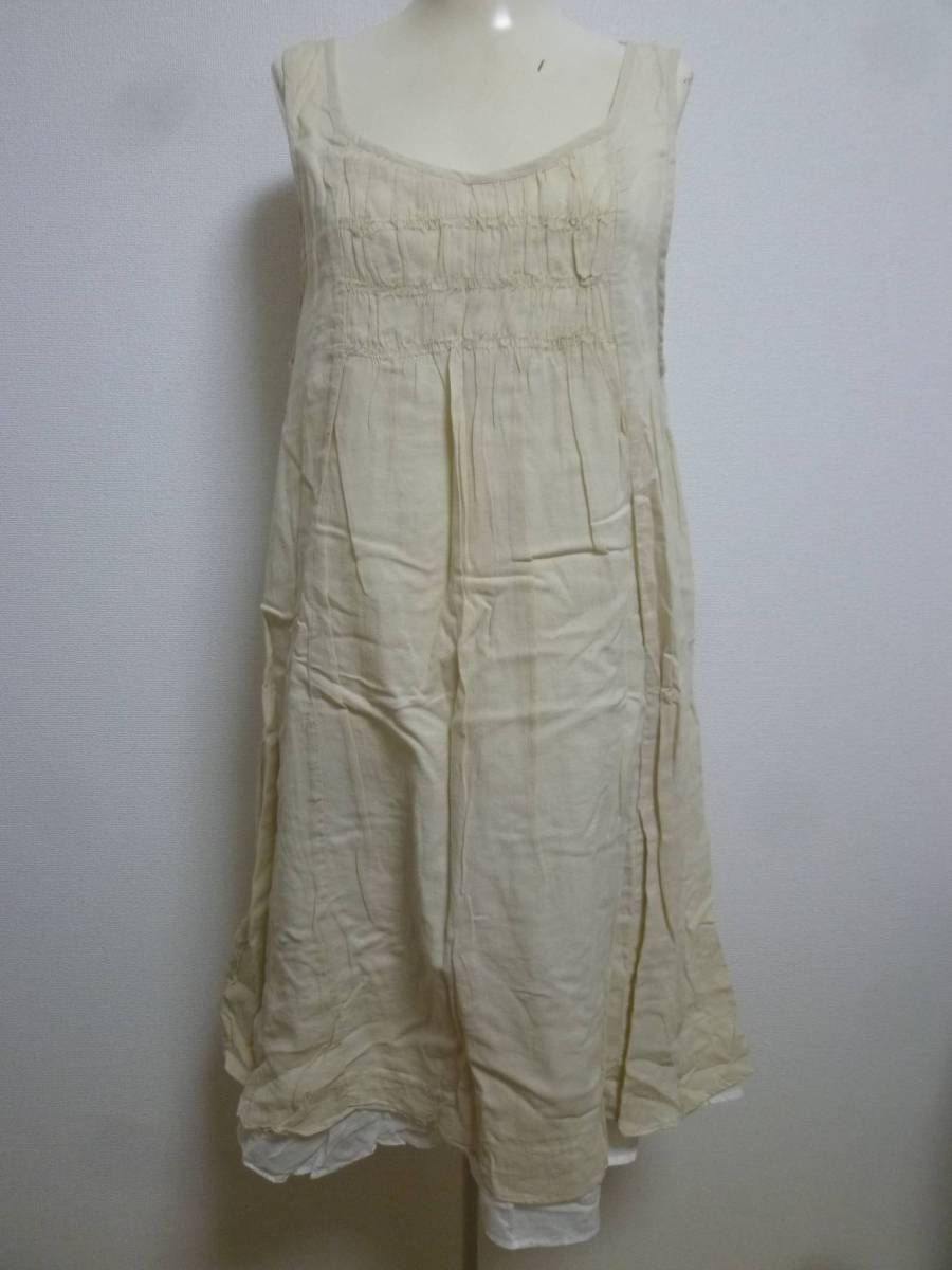 LEPSIM/レプシム♪淡ベージュ×白重ね着風背中リボンコットンワンピースF/ローリーズファーム♪226拍卖