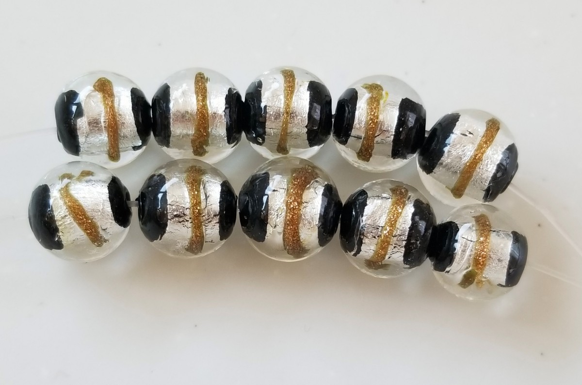 丸玉 ガラスビーズ 黒色 シルバー アクセサリーパーツ拍卖