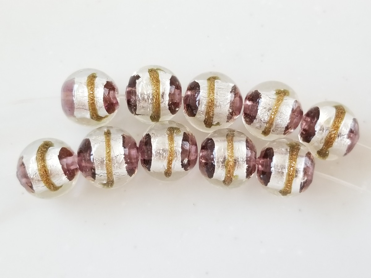 とんぼ玉 ガラスビーズ 銀色紫 アクセサリーパーツ拍卖