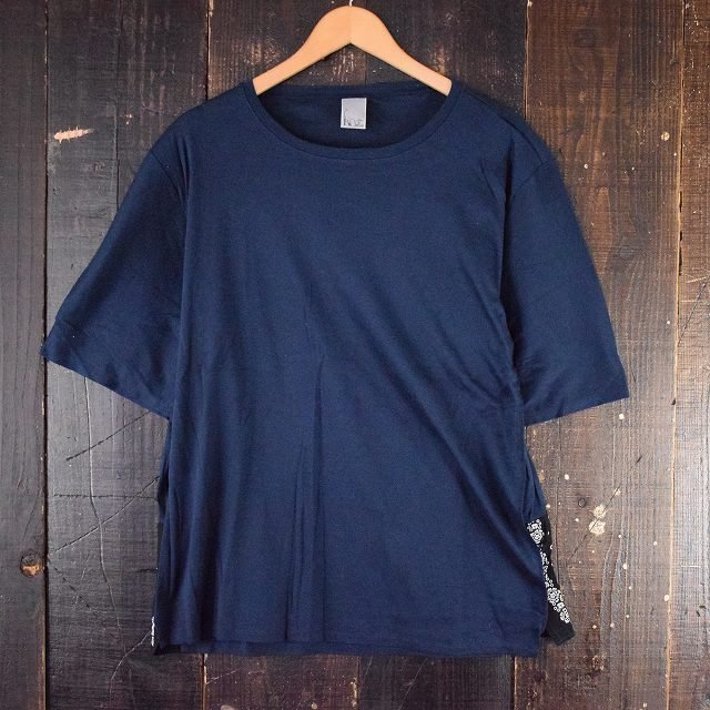 【値下げ対象外】 ノット Knot MAEKAKE Tシャツ 前掛け バンダナ ネイビー 半袖 ショートスリーブ 丸首 ゆったり 新品未使用 定価9,200円拍卖