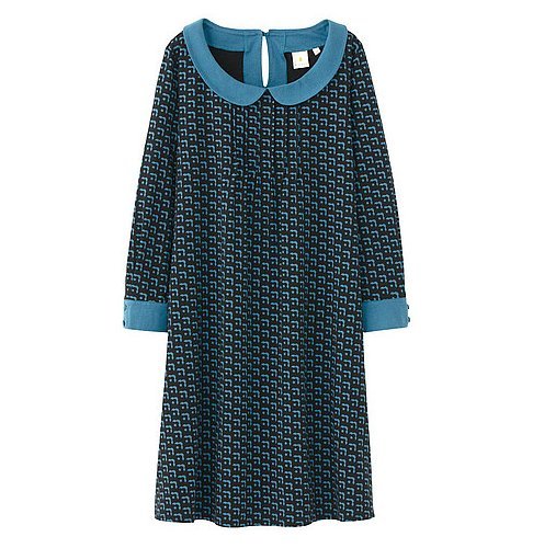 新品 Orla Kiely UNIQLO オーラカイリー ユニクロ 丸襟 ワンピース 七分袖 Sサイズ 総柄 黒 7分袖 7号拍卖