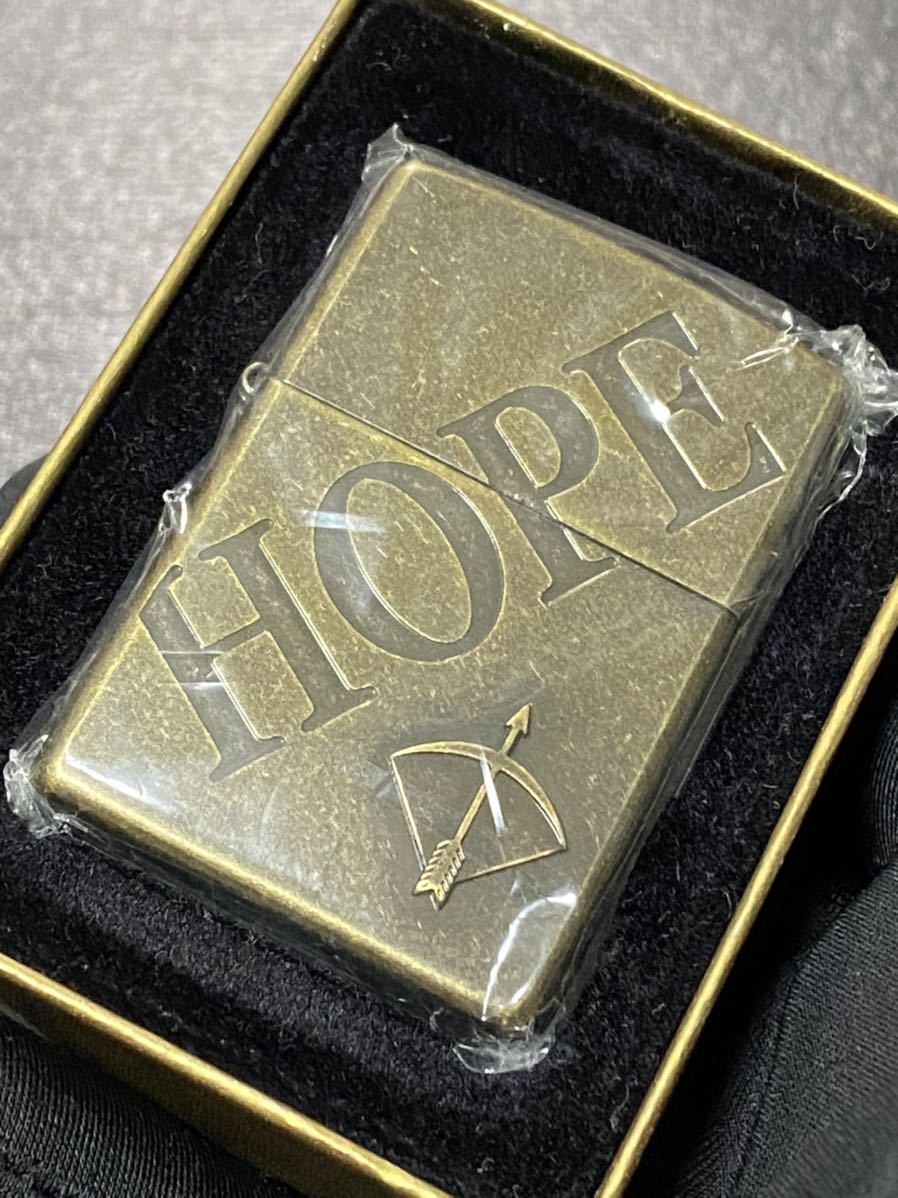 zippo ホープ アンティーク ゴールド 希少モデル ヴィンテージ 2000年製 HOPE GOLD ケース 保証書付き拍卖