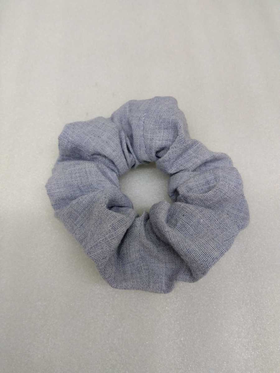 ☆ハンドメイド☆シュシュ ホワイトがかったブルーグレー拍卖