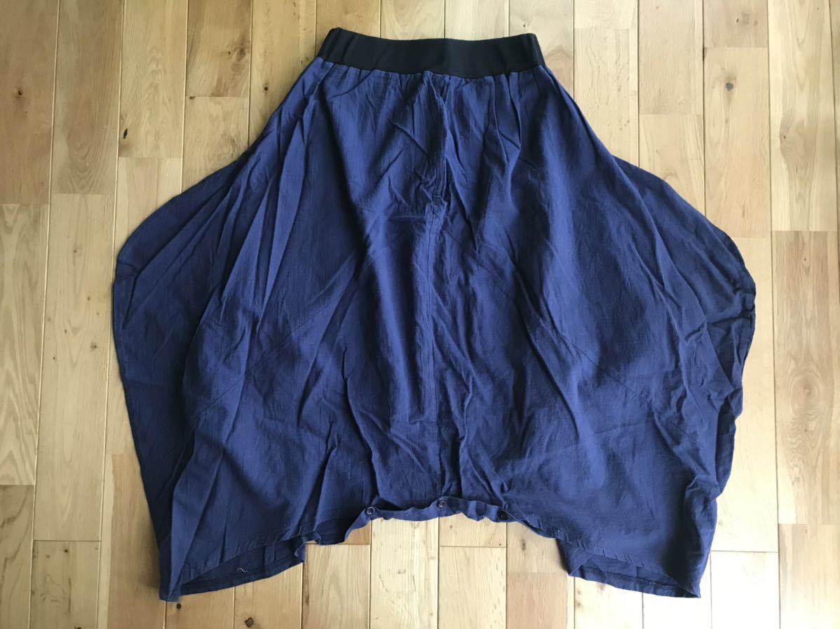 cawaii 綿麻 コットンリネン 変形スカート サルエルパンツ ブルー 春夏向き拍卖