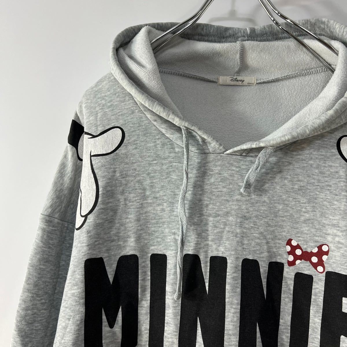 DISNEY ディズニー ミニーちゃん プリント マフポケット 裏起毛 スウェット フーディー パーカー 古着拍卖