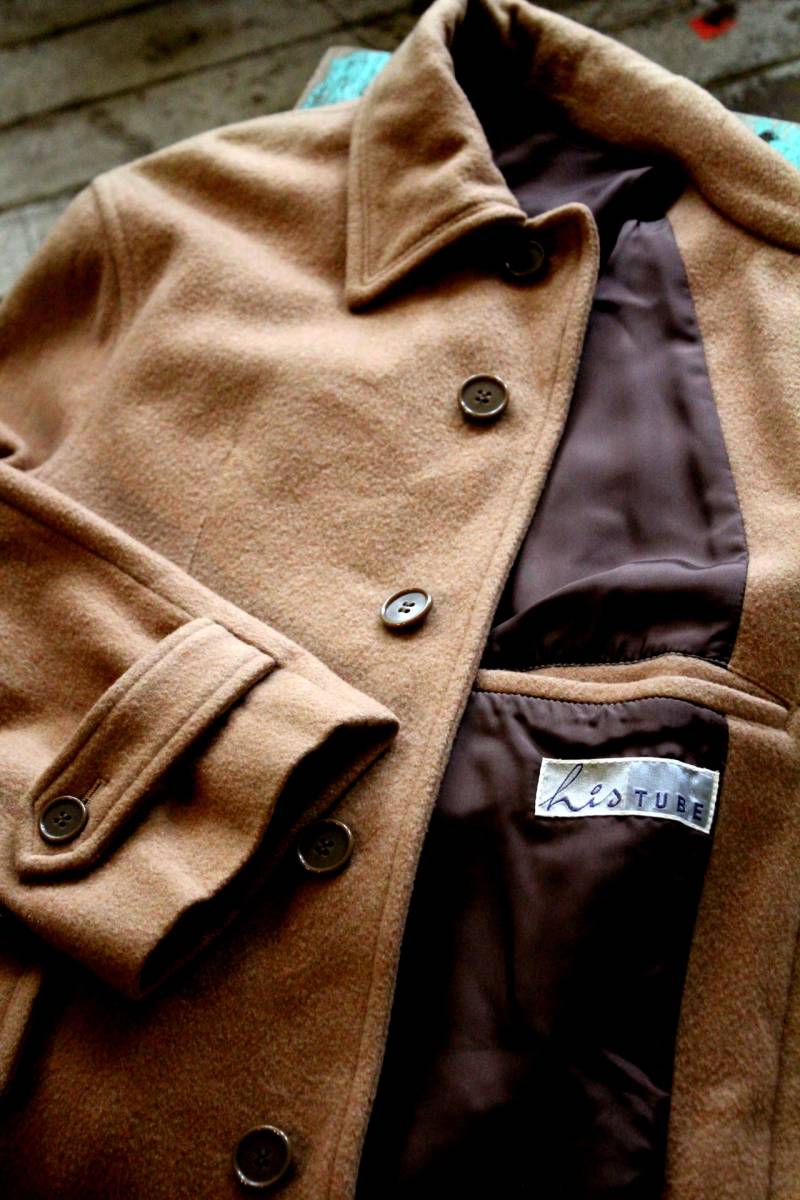 his TUBE(ヒズチューブ)★/ ウールステンカラーコートM ltキャメル/MEN'S BIGI メンズビギ 菊池武夫拍卖