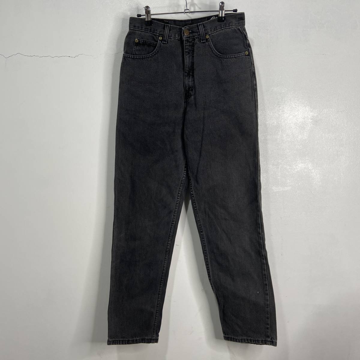 ☆送料無料☆90s☆エディーバウアー☆先染めブラックデニムパンツ☆US8☆テーパード☆C23拍卖