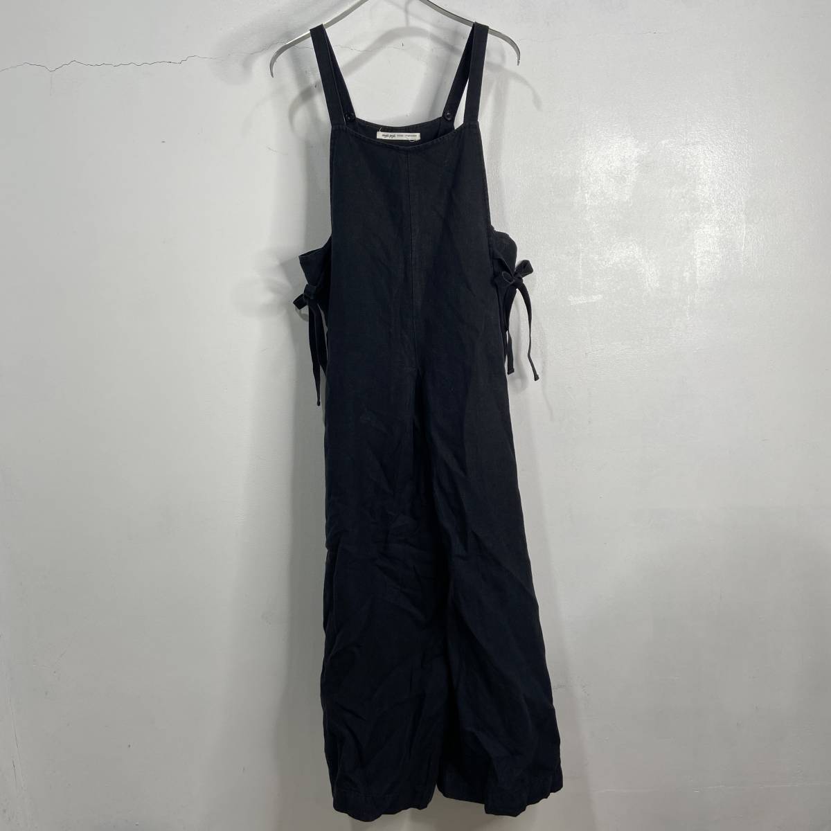 ☆送料無料☆conges payes☆コンジェペイエ☆リネンサロペット☆黒☆オーバーオール☆ワイドシルエット☆c23拍卖