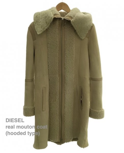 TK 『素敵なボリューム襟&フード付』 ディーゼル DIESEL リアルムートンコート レザージャケット拍卖