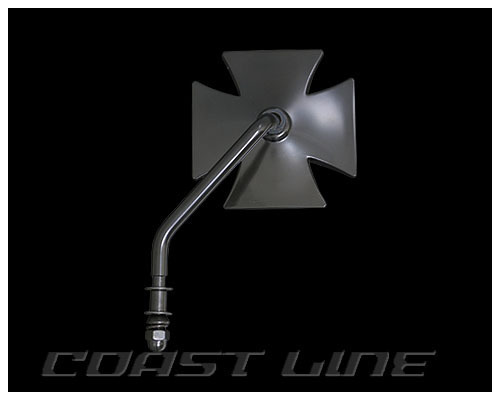 N006280ハーレー汎用ショートステムクロスミラー左/ブラック黒拍卖