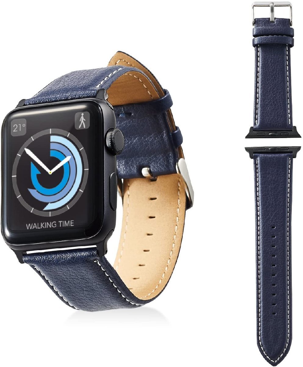 エレコム Apple Watch バンド 42mm ソフトレザー ラウンドボートタイプ ネイビー AW-42BDLRBBU拍卖