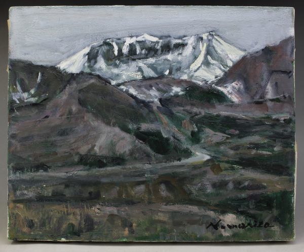 BM224 油絵 森田秀雄 「残雪大山」F3号 伯耆 大山 東光会 会員 状態良好 本物保証 山陰 鳥取 風景 油彩 額付属【大額ゴールド7716】拍卖
