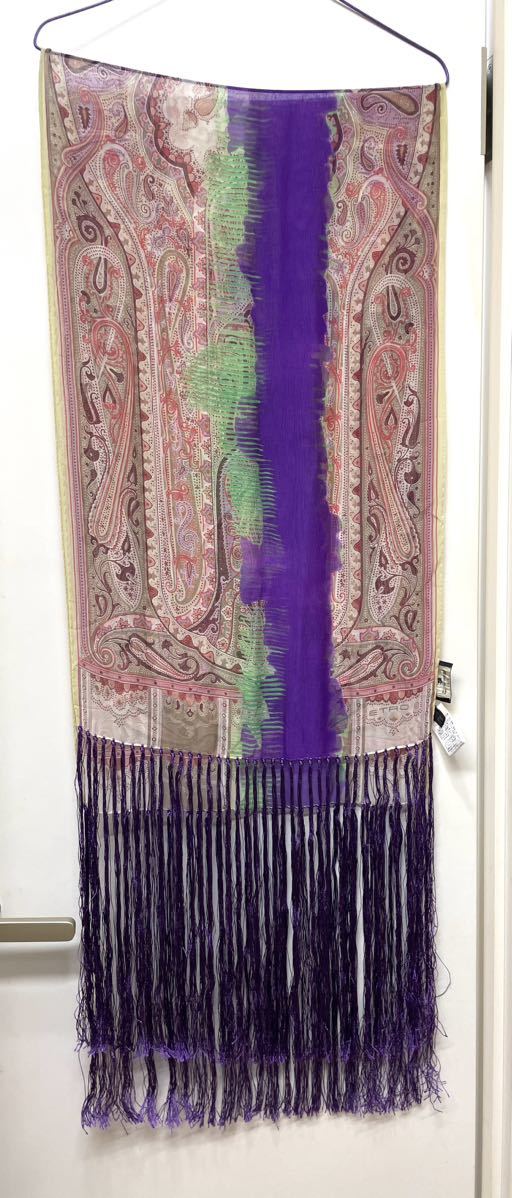 ETRO エトロ シルク100% フリンジ ストール拍卖