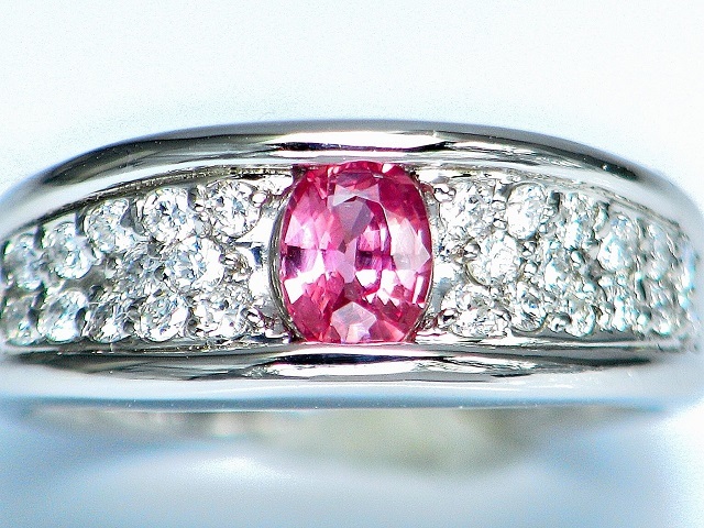 【宝石屋本舗】0.507ct 上質天然パパラチャサファイア ダイヤモンド0.37ct PT900 リング(GIA鑑別書付き)拍卖