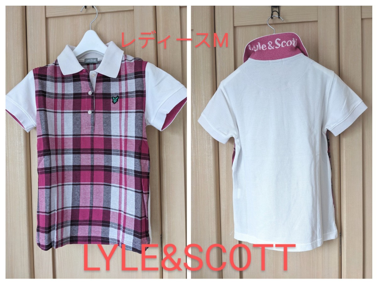 LYLE&SCOTT レディースM ライルアンドスコット ゴルフ 半袖 コットン ポロシャツ 切替チェック 正規品 日本製 送料無料拍卖