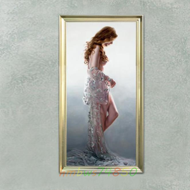 ☆美品◆美術品☆ 官能美女 人物画 超セクシー美人画 油彩 絵画 寝室 装飾品 額縁付き 40cm*70cm拍卖