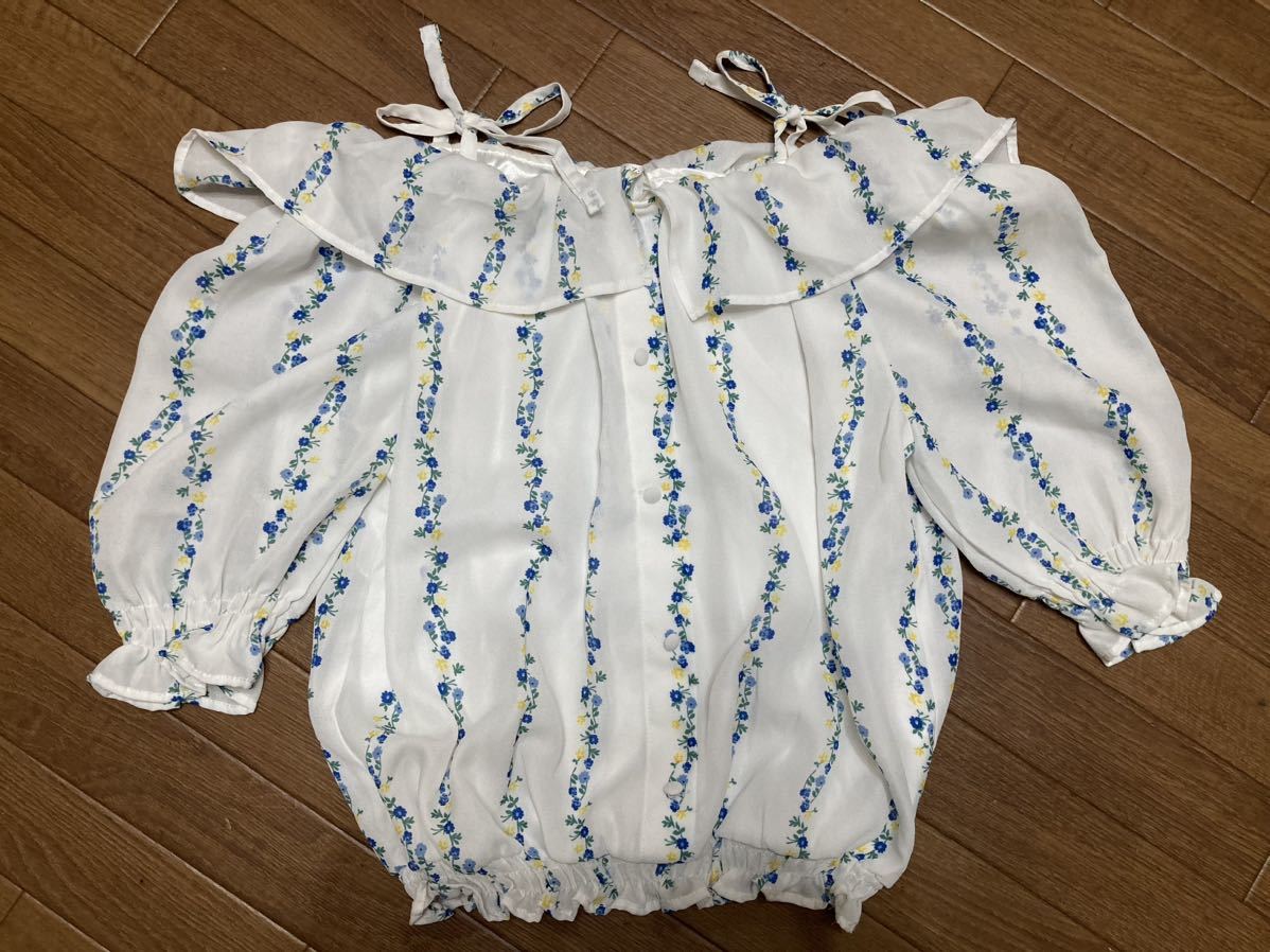 COLZAコルザ★花柄フリル襟袖ブラウス★M拍卖