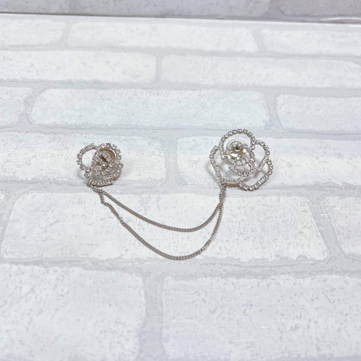 ブローチ シルバー silver ローズ ジルコニア ビジュー アンティーク ヴィンテージ EL-0647拍卖