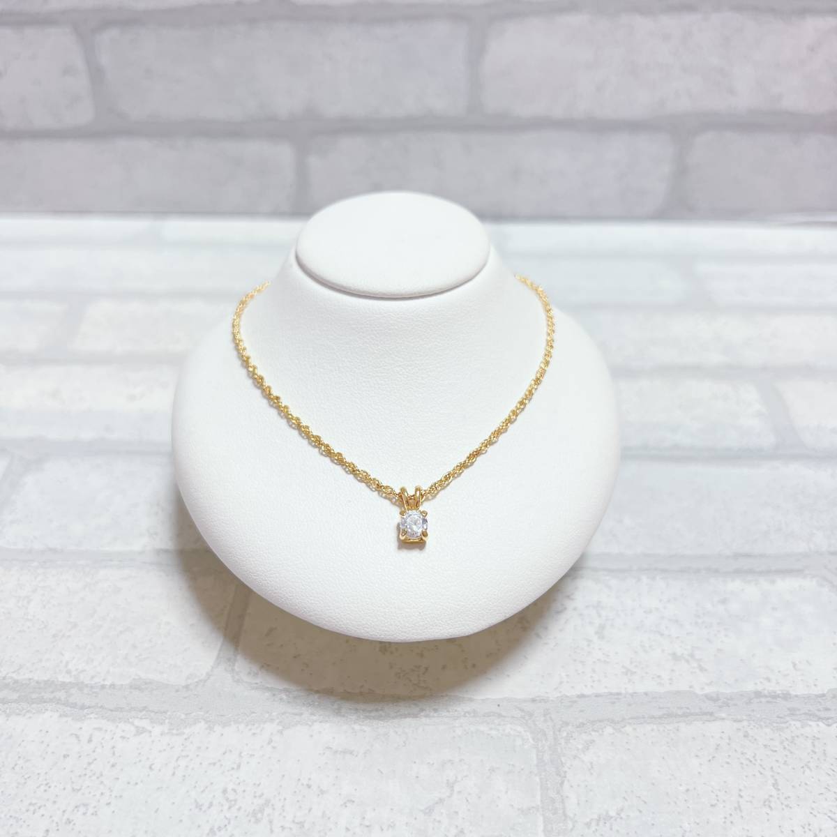 ネックレス ゴールド gold 1粒 ジルコニア ビジュー アンティーク ヴィンテージ EL-0775拍卖