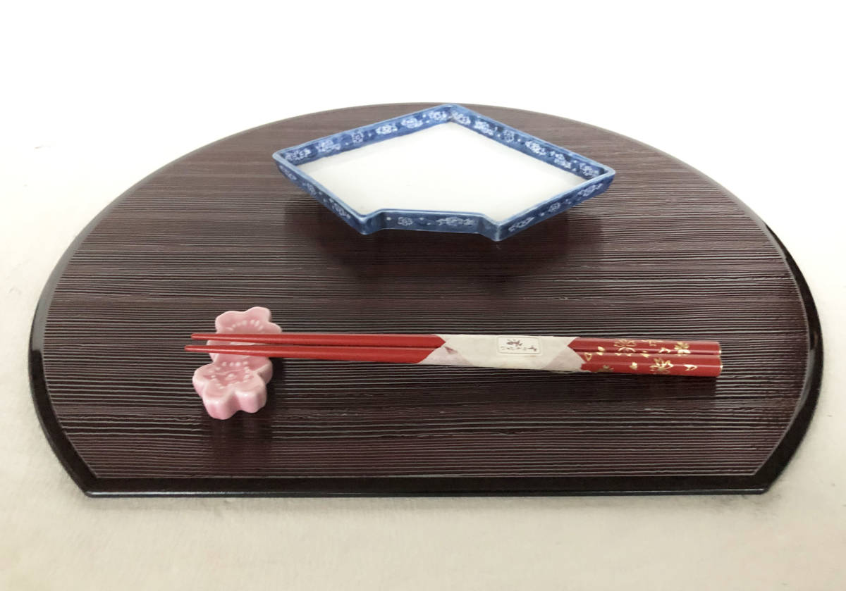 敷膳 半月ヘギ目敷膳尺2寸 5枚 リバーシブル 越前漆器 ランチョンマット拍卖