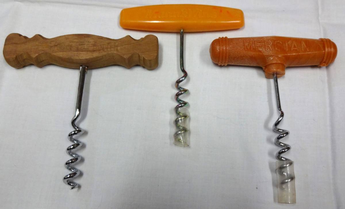 昭和レトロ!ワインオープナー3本(コルク抜き・栓あけ)、メルシャン・マンズワイン他拍卖