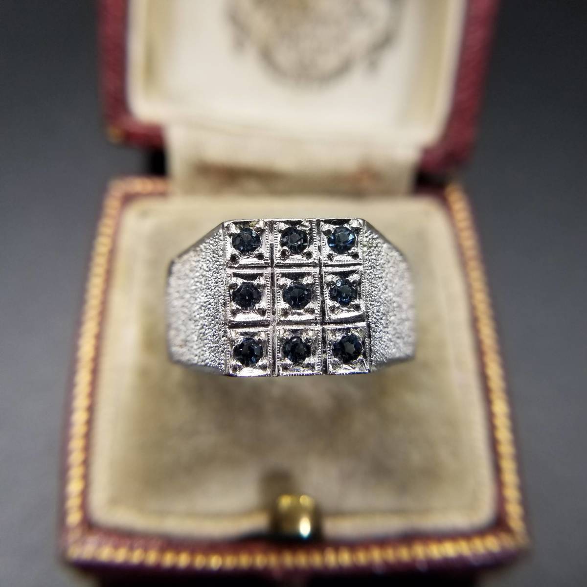 GR刻印 シグネット ラインストーン 9石 サンド 925 ビンテージ シルバー リング アールデコ 指輪 アクセサリー ジュエリー 輸入 YAA①1拍卖