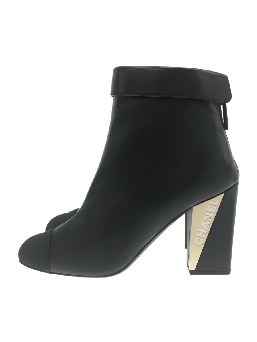 CHANEL◆ショートブーツ/39.5/BLK/ジップ/ココマーク/ロゴ拍卖