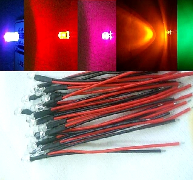 24v 配線付き led 5mm RGB レインボー 10本セット拍卖