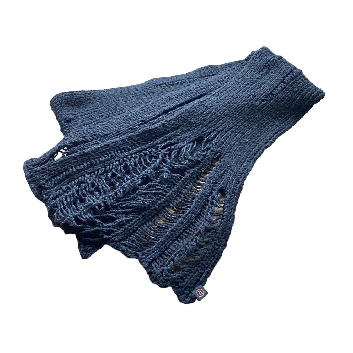 【アンダーカバー UNDERCOVERISM 2005AW ARTS&CRAFT期 ダメージ加工 グランジ ストール マフラー ブラック 黒 scabut 5685 jonio 170cm】拍卖