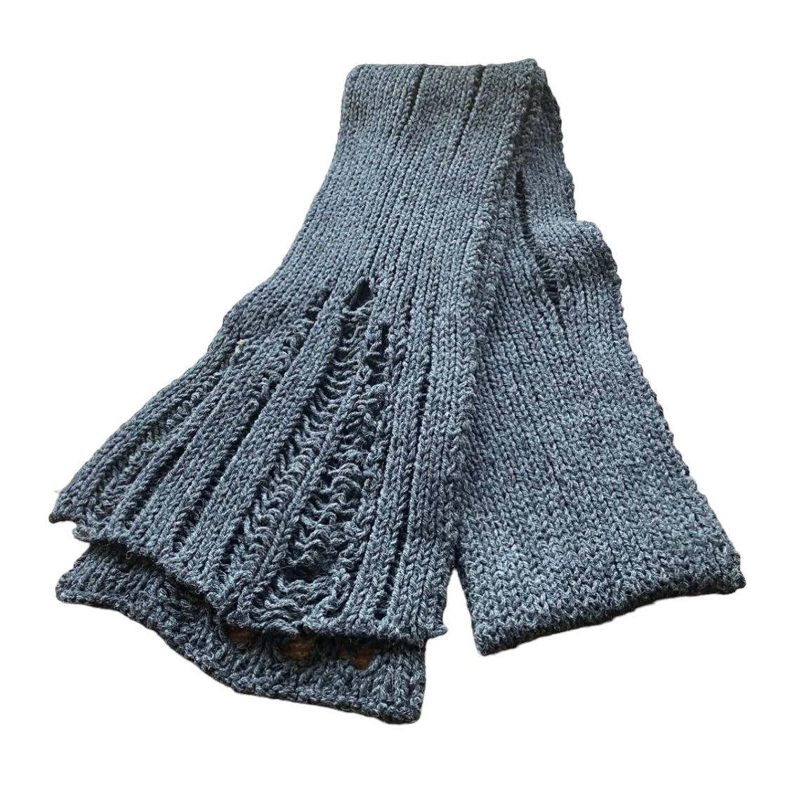 【アンダーカバー UNDERCOVERISM 2005AW ARTS&CRAFT期 ダメージ加工 グランジ ストール マフラー グレー 灰色 scabut 5685 jonio 170cm】拍卖