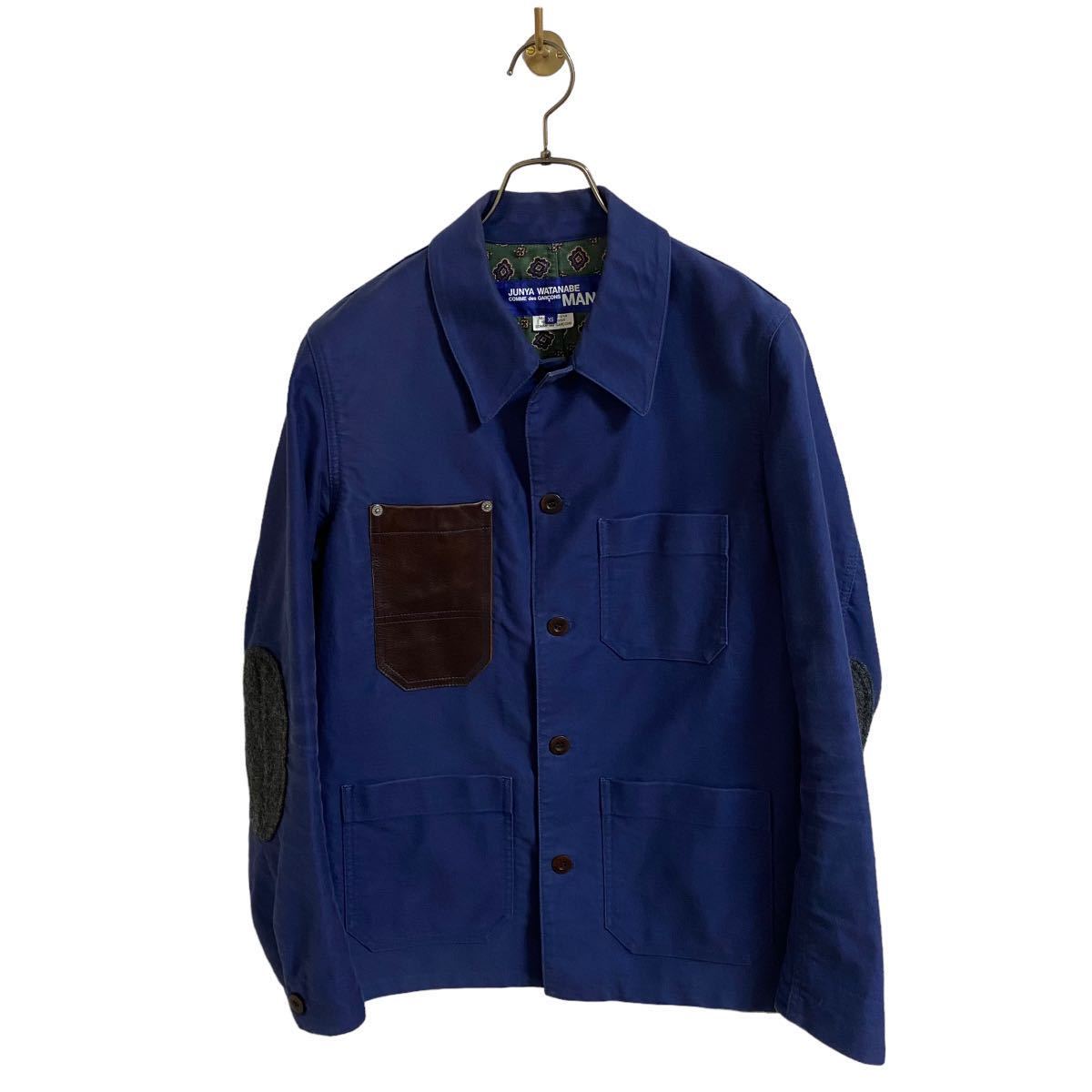 【ジュンヤワタナベマン JUNYA WATANABE MAN エルビエ プロダクションズ HERVIER PRODUCTIONS カバーオール ワークジャケット レザー XS】拍卖