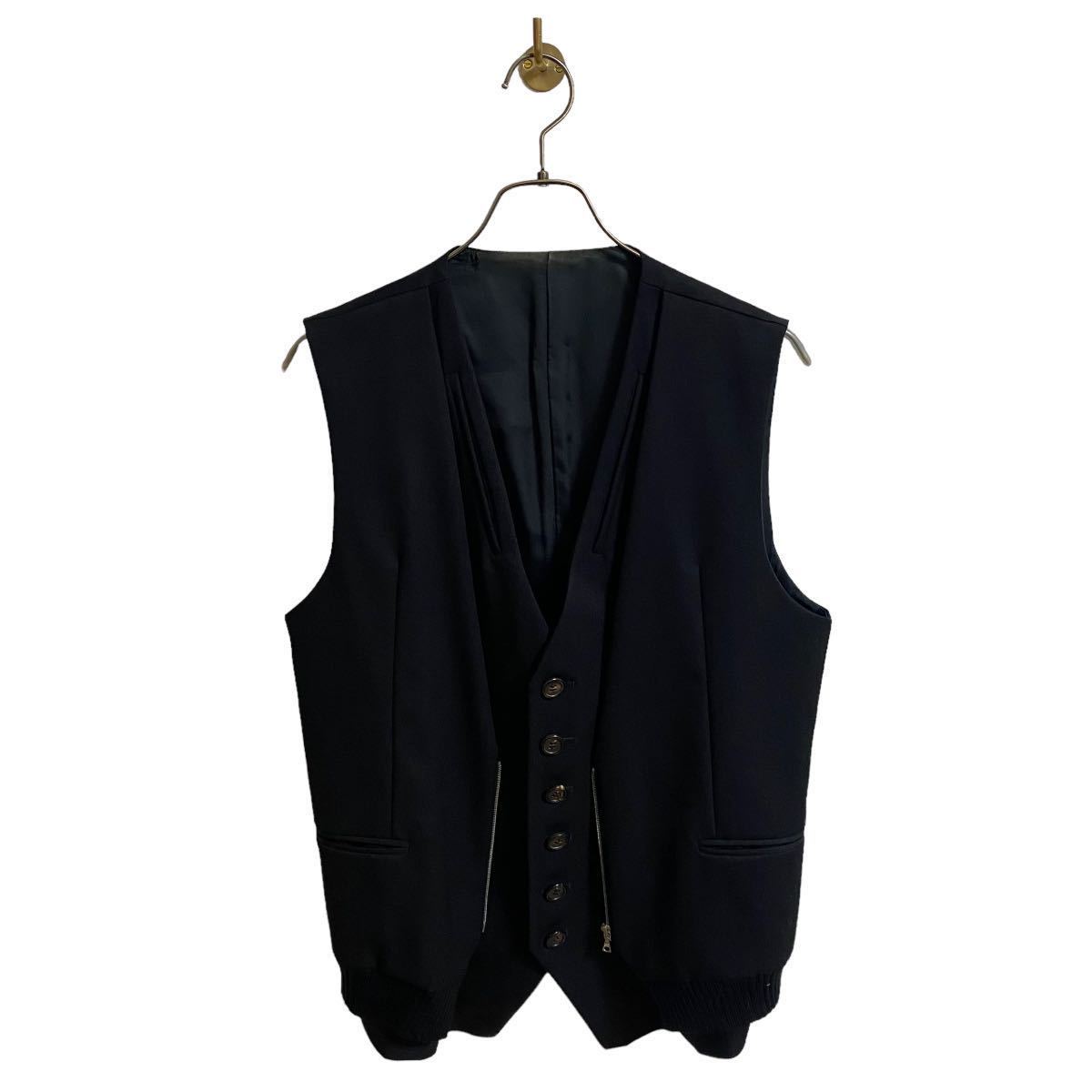 【アンダーカバー UNDERCOVERISM 2007AW ハイテク期 レイヤード ベスト 重ね着 ブラック 黒 メンズ3 artscabut期 5685 ウール キュプラ】拍卖