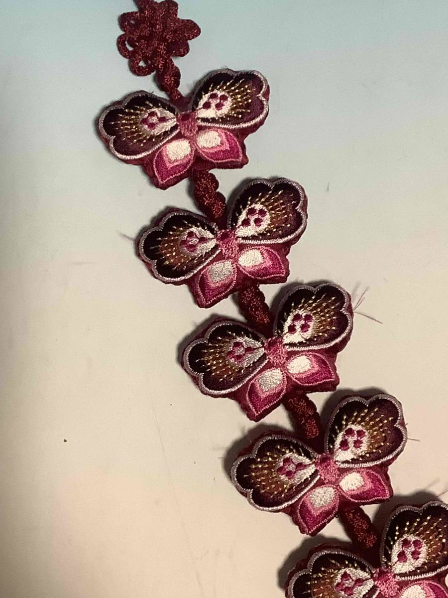 ◆韓国雑貨◆可愛い蝶の7連ノリゲ◆ワインレッド◆拍卖