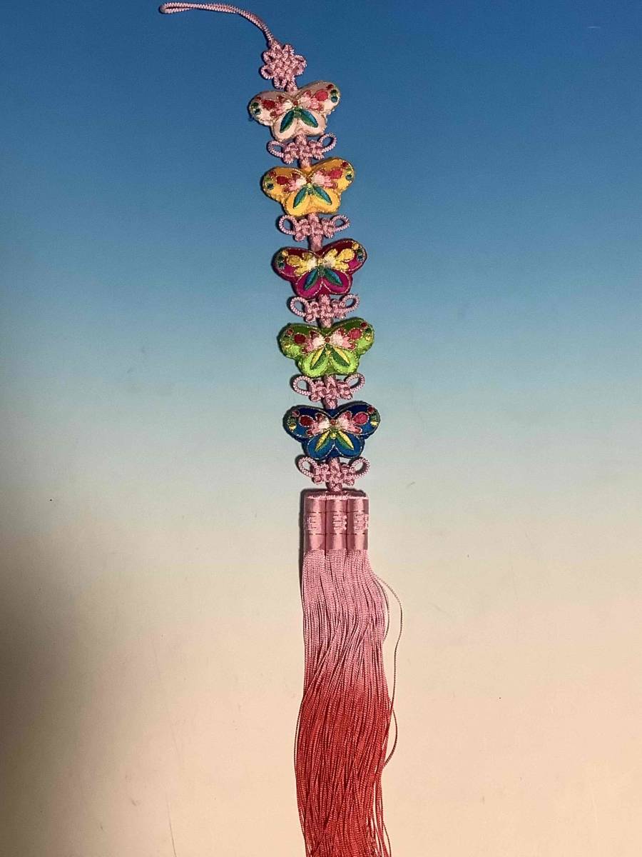 ◆韓国雑貨◆可愛い蝶の5連ノリゲ◆ピンク◆拍卖