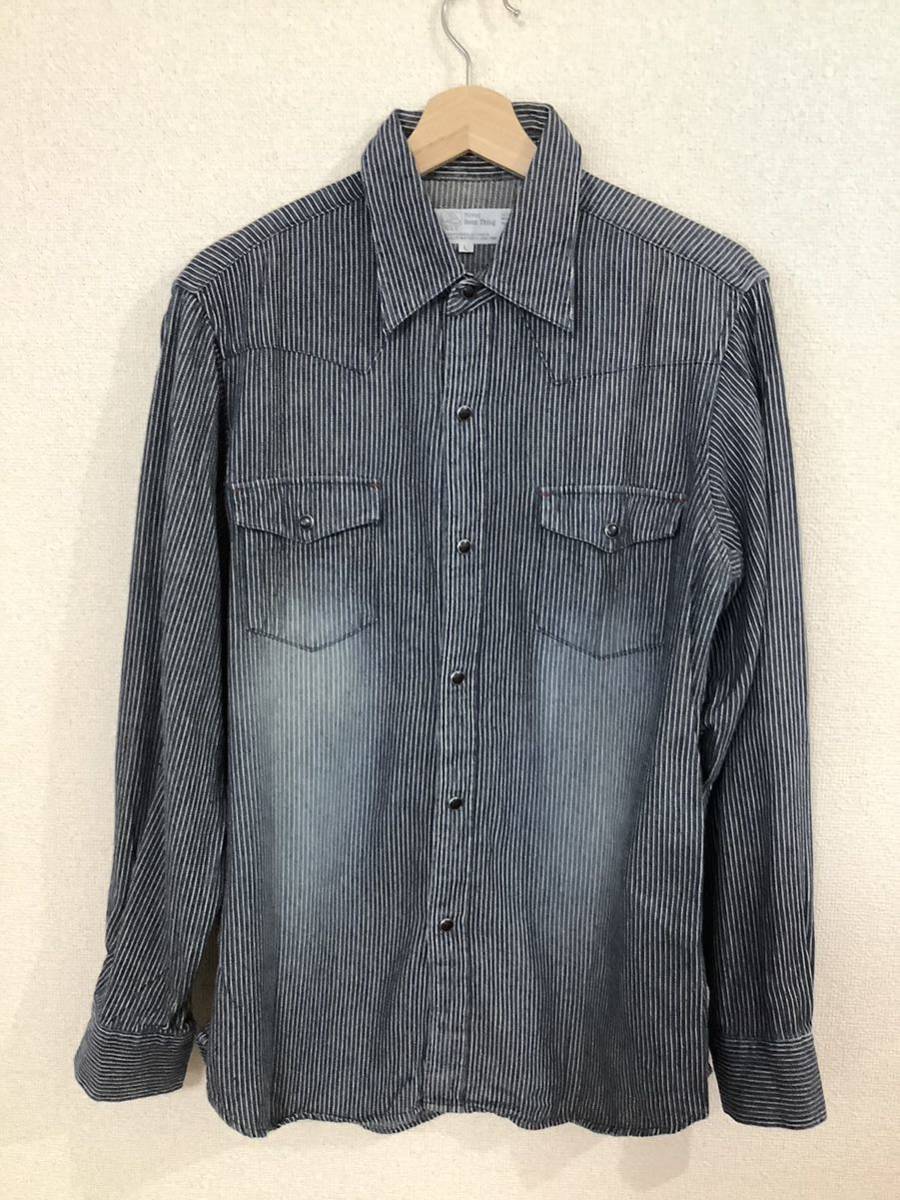 NST NEVER SEEN THING ストライプ長袖シャツ ウエスタンシャツ デニムシャツ アメカジ メンズ 古着拍卖