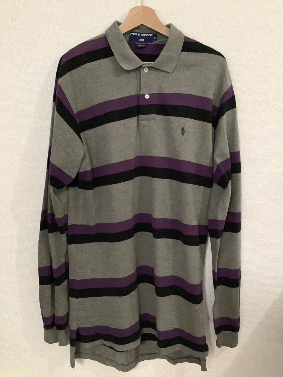POLO SPORTS ポロスポーツ ラルフローレン ボーダー柄 ロングポロシャツ 長袖シャツ セレクト 古着 ビンテージ拍卖