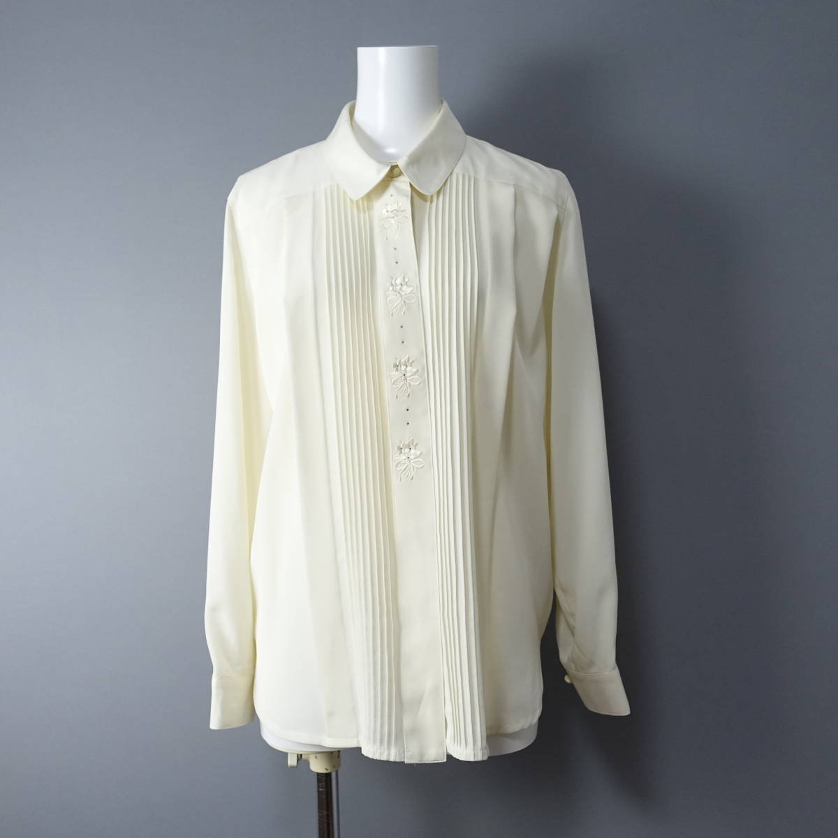 Leilian/レリアン/9/花柄刺しゅうシャツ/オフホワイト/レディース/ブラウス拍卖