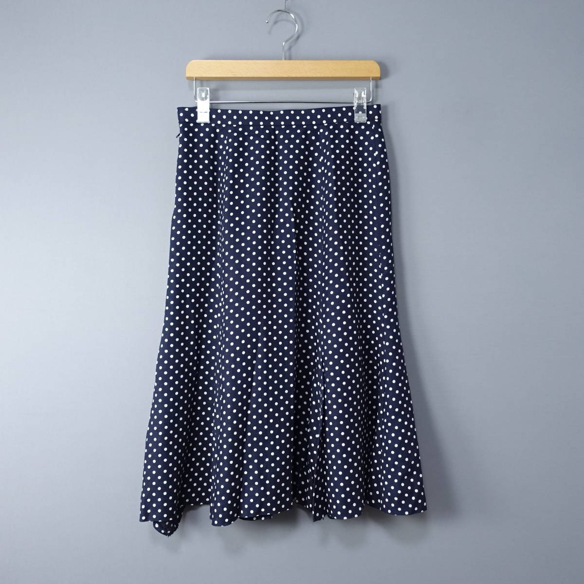 Leilian/レリアン/リネン混/水玉スカート/ネイビー×ホワイト/紺×白/レディース拍卖