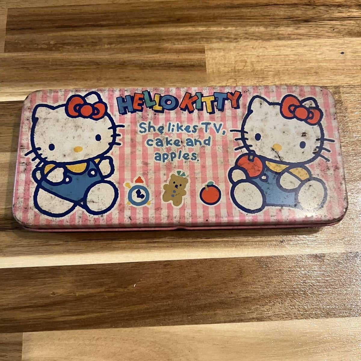 ジャンク 昭和レトロ サンリオ ハローキティ 缶ペンケース 筆箱 ふでばこ 当時物拍卖