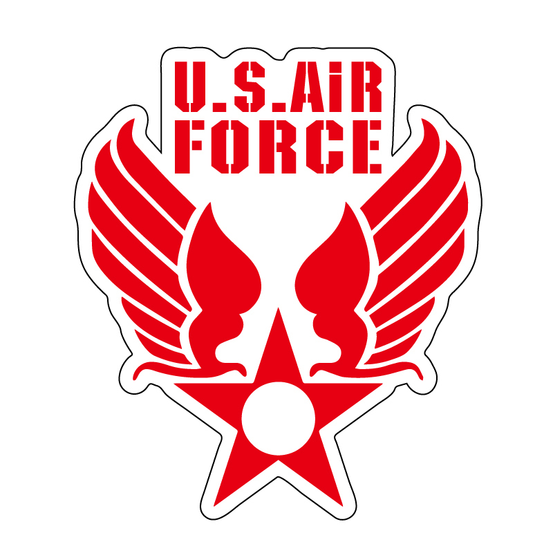 透明 アメリカ空軍 ステッカー 赤 1枚 ミリタリー ステンシル アメリカン U.S.AIR FORCE アメリカ拍卖