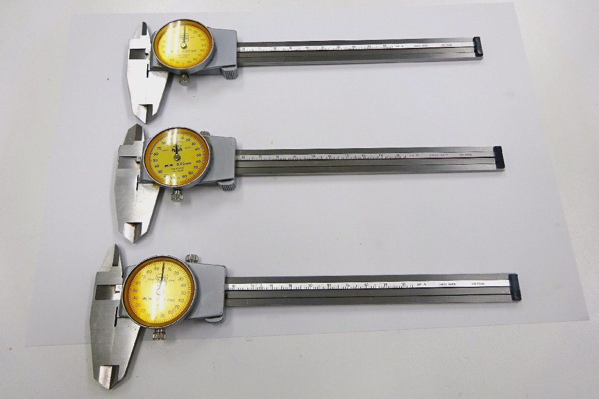 TESA ダイヤル式ノギス 150mm 3本セット 送料無料拍卖