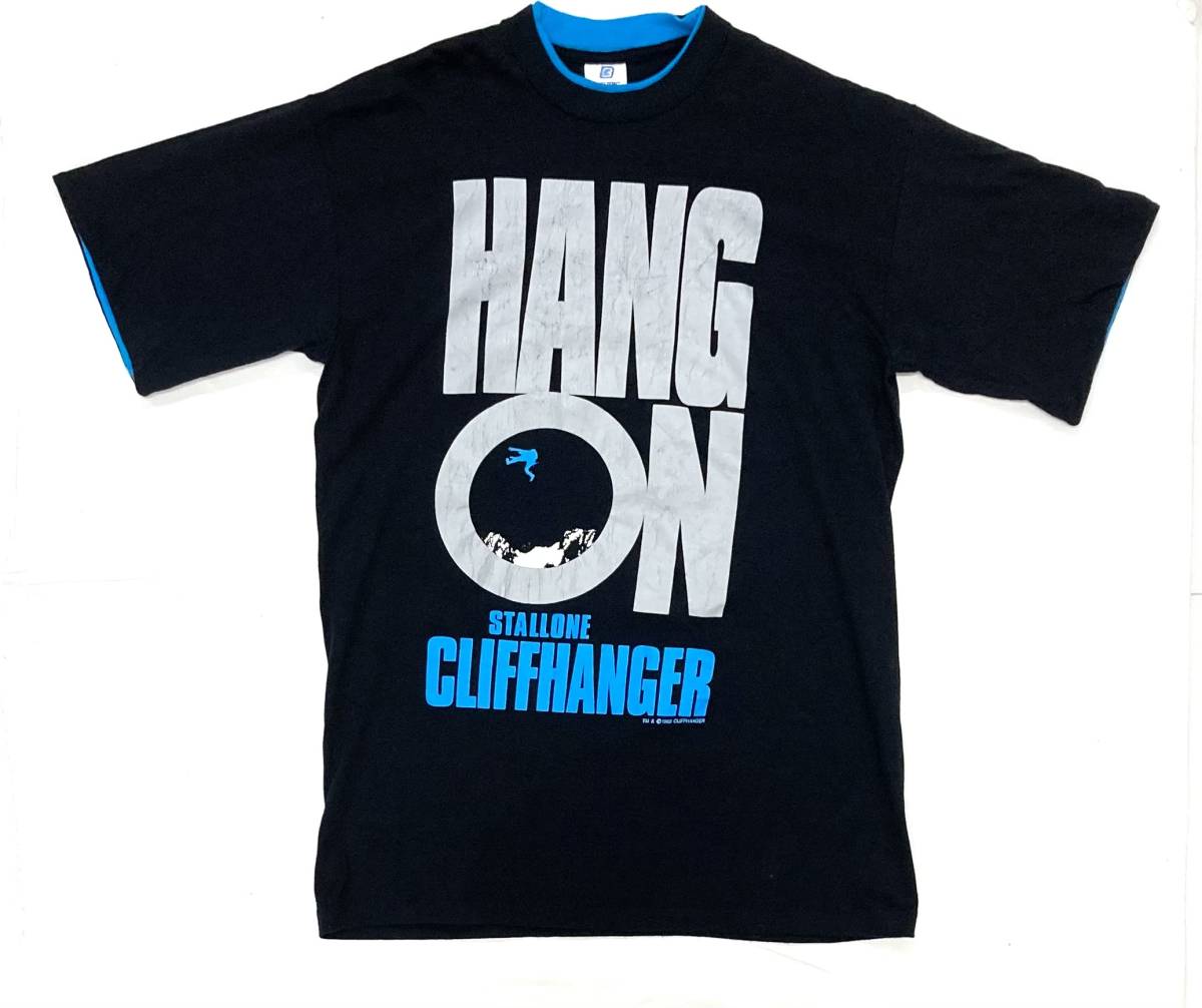 希少 美品 USA製 90s HANG ON CLIFFHANGER Tシャツ 黒 L 映画 ビンテージ ジルベスタースタローン拍卖